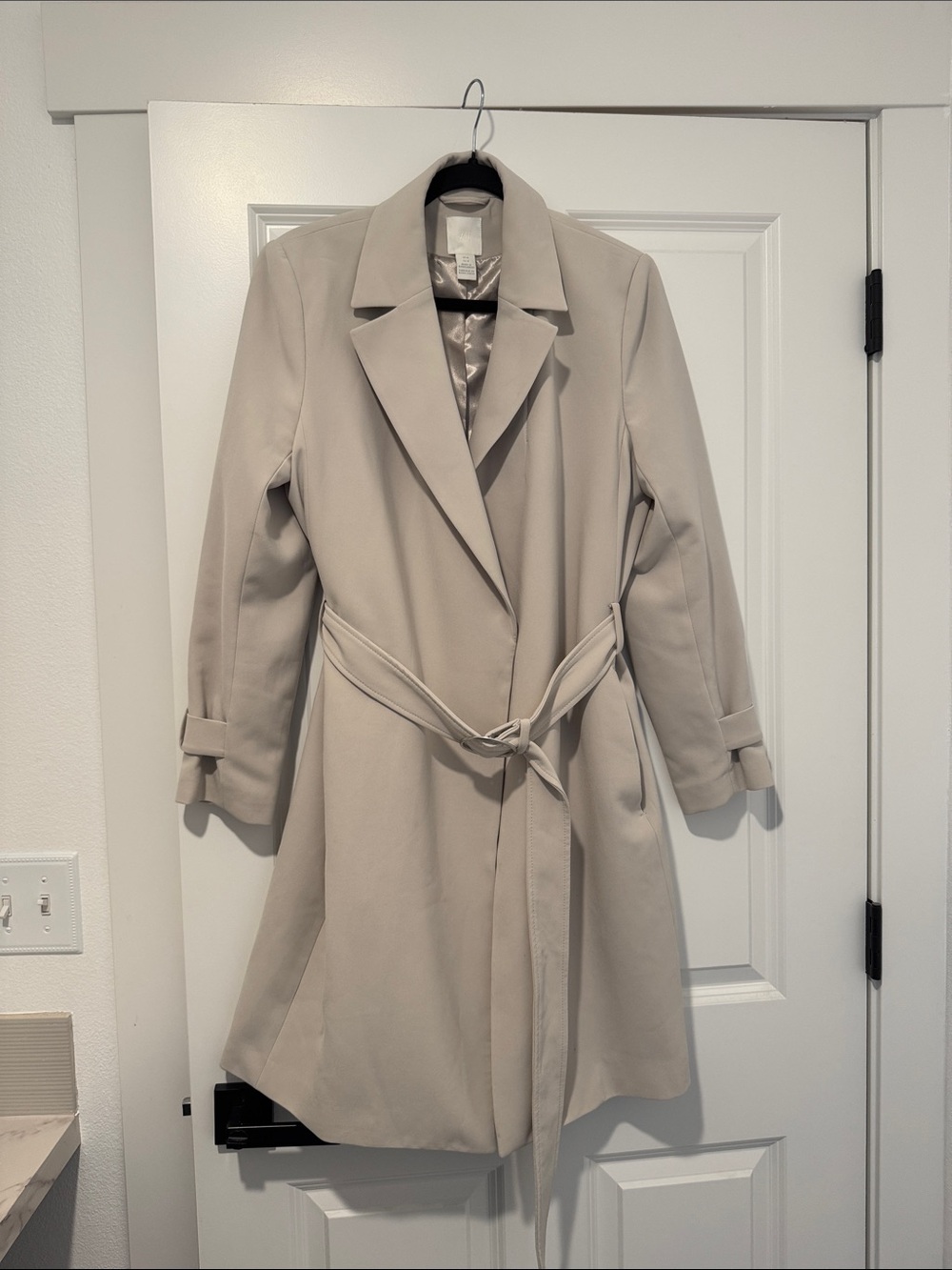 Womens Light Beige/grey Trench Coat with Belt